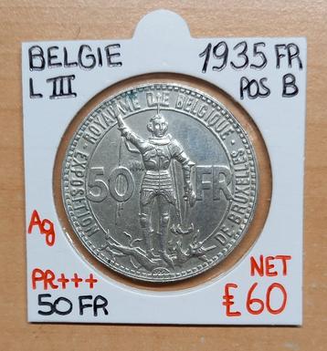 50 FR  1935 FRANS   POSITIE B   LEOPOLD III  BELGIE   € 60