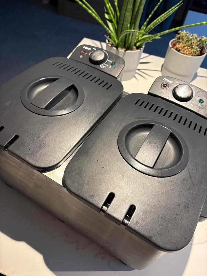 Domo Dubbele Frituurpan - 1850/2200W - 2 x 3L, Electroménager, Friteuses, Utilisé, 2 à 3 litres, Friteuse duo, Pan intérieur amovible