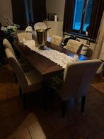 Massief houten tafel met 6 stoelen, Ophalen, Zo goed als nieuw