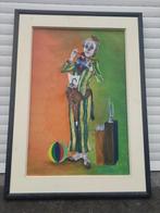 Huile sur toile clown signe huls 96, Ophalen of Verzenden