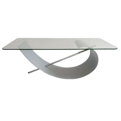 Brutalistische Stalen en Glazen Salontafel - Rolf Benz '90, Huis en Inrichting, Tafels | Salontafels, Zo goed als nieuw, Minder dan 50 cm