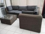 Loungeset en eettafel en stoelen in wicker te koop, Tuin en Terras, Tuinsets en Loungesets, Ophalen, 5 zitplaatsen, Gebruikt, Loungeset