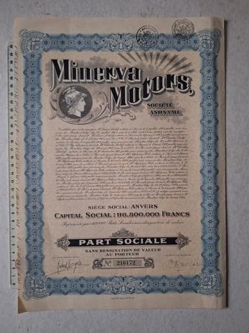 Origineel aandeel Minerva Motors uit 1931 beschikbaar voor biedingen