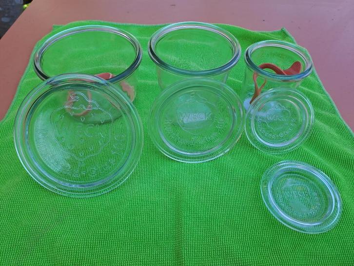 Bocaux en verre WECK 370-290-140 ml + couvercles 100-80-60, Maison & Meubles, Cuisine | Casseroles & Poêles, Neuf, Casserole, Bidon ou Boîte