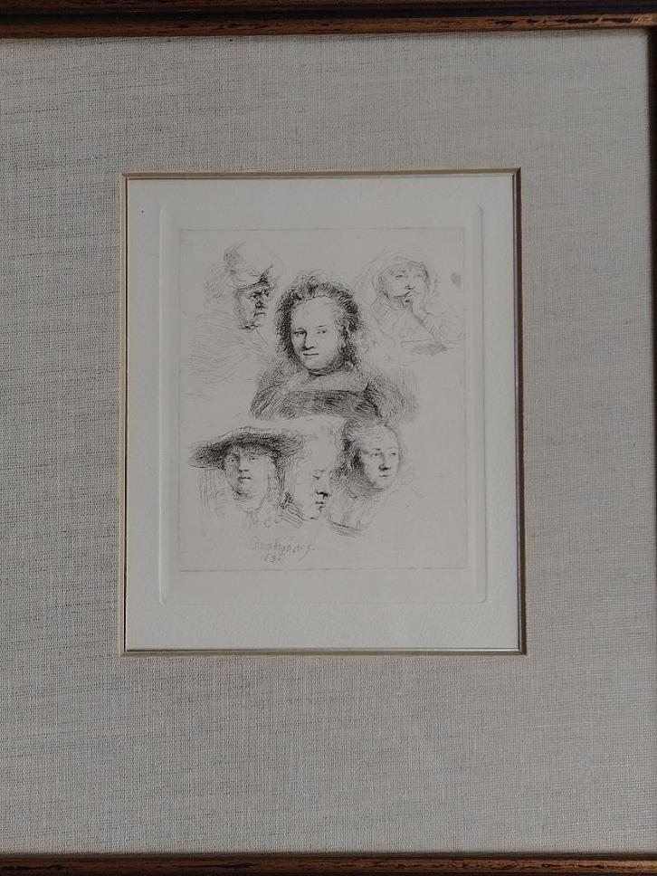 Rembrandt  Ets  herdruk   Portretten, Antiek en Kunst, Kunst | Etsen en Gravures, Verzenden