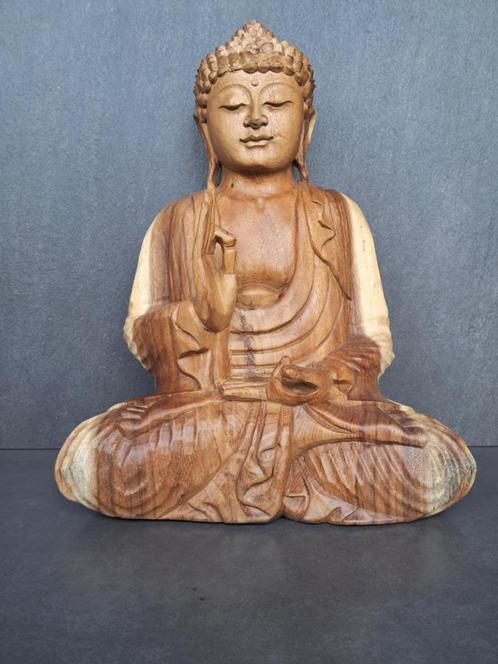 Houten Boeddha/Vitarka Mudra/Handgemaakt/Azië/41 cm, Huis en Inrichting, Woonaccessoires | Boeddhabeelden, Ophalen of Verzenden