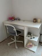 Wit bureau Ikea + bureaustoel, Huis en Inrichting, Bureaus, Ophalen, Zo goed als nieuw, Bureau