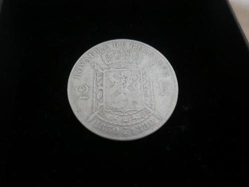 Piece de 2 francs belges 1880, Postzegels en Munten, Munten | België, Zilver, Zilver, Ophalen of Verzenden