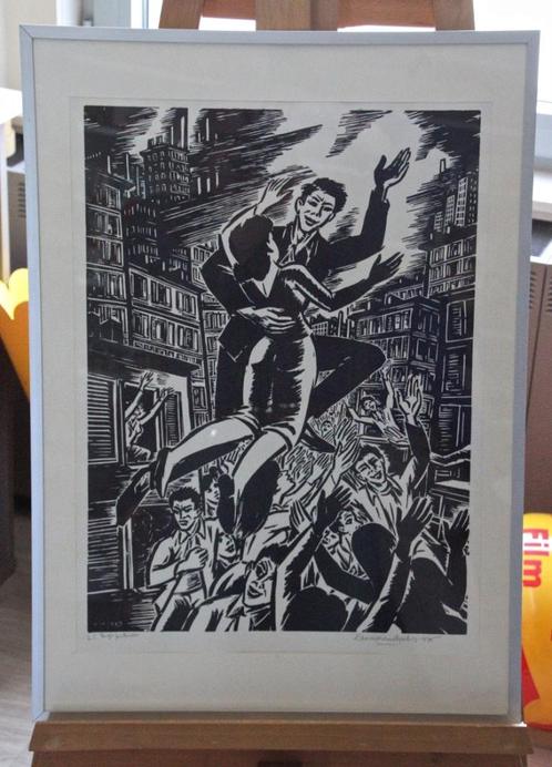Frans Masereel - Houtsnede "Ascention - Hemelvaart" uit 1968, Antiek en Kunst, Kunst | Etsen en Gravures, Ophalen