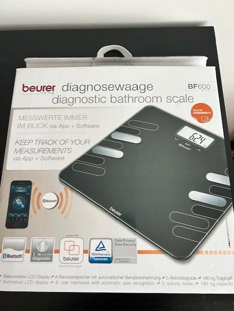 Beurer BF 600 Pure Black – Slimme Diagnoseweegschaal– NIEUW, Elektronische apparatuur, Weegschalen, Nieuw, Digitaal, Personenweegschaal