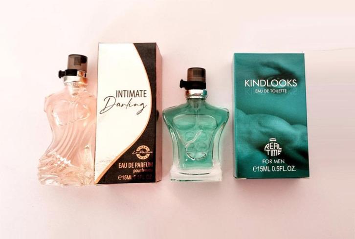 Set van 2 prachtige parfumminiaturen, Verzamelen, Parfumverzamelingen, Nieuw, Miniatuur, Gevuld, Verzenden