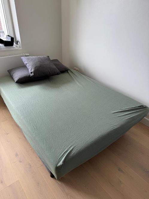 Zetelbed 2 personen, Huis en Inrichting, Slaapkamer | Slaapbanken, Zo goed als nieuw, 200 cm, Twijfelaar, Grijs, Ophalen