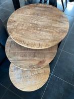 3-delig houten bijzettafel (zacht hout) - ook apart te kopen, Huis en Inrichting, Tafels | Bijzettafels, Gebruikt, Ophalen