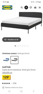 Ikea bed Slattum zwart 160x200, Huis en Inrichting, Slaapkamer | Bedden, Ophalen, Zwart, Tweepersoons, Zo goed als nieuw