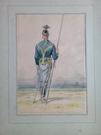 Joseph Van Severdonck Originele aquarel Militaria 19e België, Ophalen of Verzenden