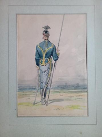 Joseph Van Severdonck Originele aquarel Militaria 19e België beschikbaar voor biedingen
