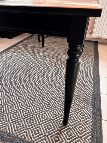 Ikea Tafel en 4 stoelen, zwart/bruinzwart, 155/215 cm  beschikbaar voor biedingen