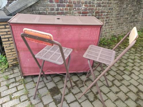 barre métallique pliable avec 2 chaises de bar assorties, Maison & Meubles, Dénudé, Utilisé, Y compris les chaises de bar, Enlèvement