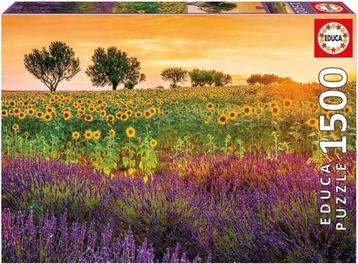 NIEUW ! Puzzel Panorama met lavendel en zonnebloemen 1500st