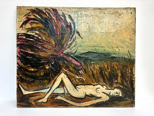 Expressionistisch schilderij - de vogel, Antiek en Kunst, Kunst | Schilderijen | Klassiek, Ophalen of Verzenden