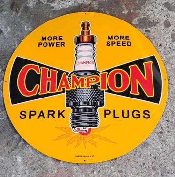 Groot Champion spark plugs USA reclame bord garage showroom beschikbaar voor biedingen