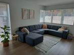 Hoeksalon chaise longue donkergrijze stof in goede staat, Huis en Inrichting, Ophalen, Stof