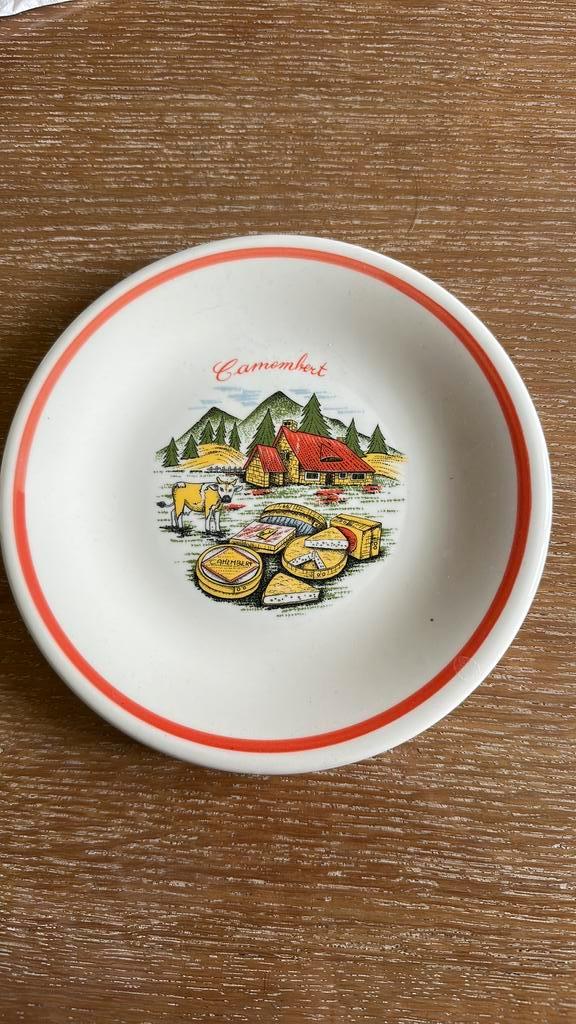vintage set van 5 Franse geglazuurde keramische kaasborden, Antiek en Kunst, Antiek | Servies los, Ophalen