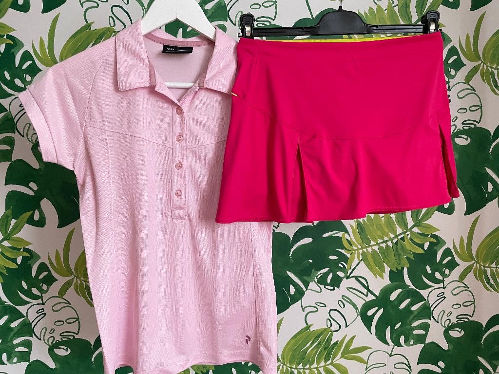 roze tennisrokje Adidas - roze T-shirt Peak performance - S, Verzenden, Zo goed als nieuw, Kleding, Adidas