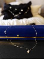 18K geel goud solitaire diamant ketting minimalist, Wit, Ophalen of Verzenden, Zo goed als nieuw, Verstelbaar