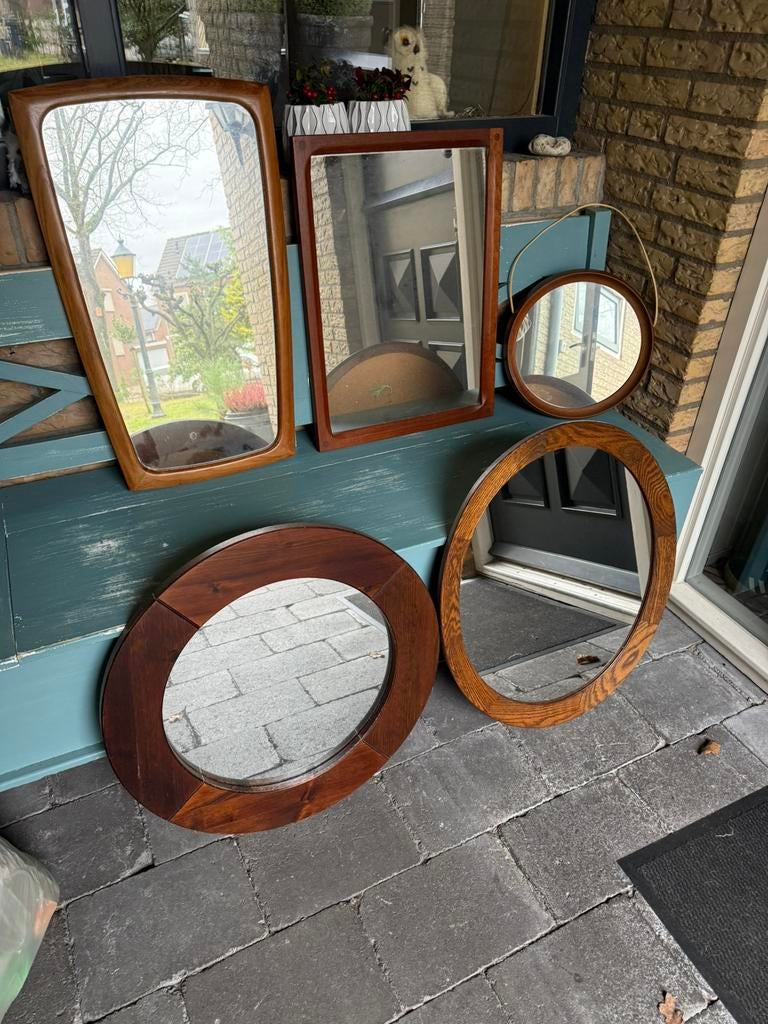 Vintage spiegels, set van 5, Antiek en Kunst, Ophalen, Overige vormen