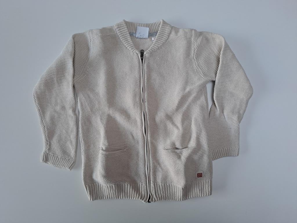 Mt 104 Beige gebreide gilet met rits, Kinderen en Baby's, Gebruikt, Jongen of Meisje, Trui of Vest, Ophalen of Verzenden