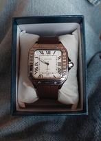Cartier Santos nog nieuw met bruine leren horloge band, Overige merken, Leer, Staal, Polshorloge