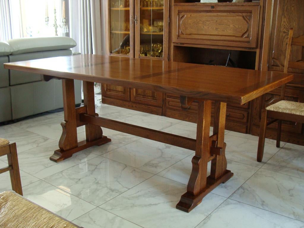 table en chêne de salle à manger, 1,98 m sur 90 cm, vintage, Ophalen