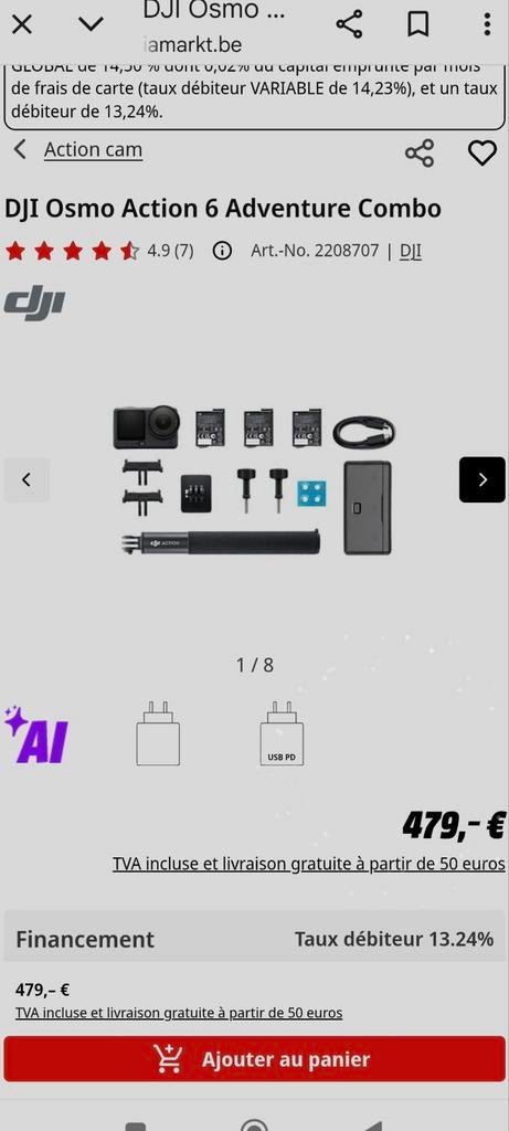 DJI Osmo Action 6 Adventure Combo, TV, Hi-fi & Vidéo, Enlèvement ou Envoi, Neuf