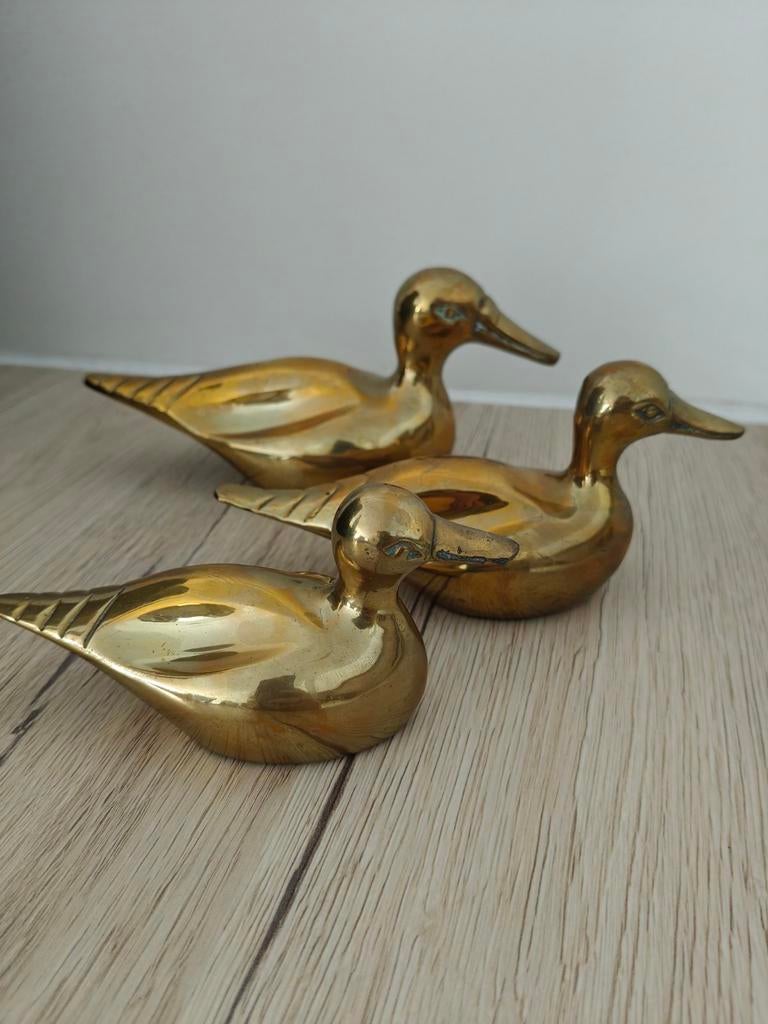 Ensemble canard/cygne vintage en laiton - décor du milieu du, Antiquités & Art, Antiquités | Bronze & Cuivre, Enlèvement, Cuivre