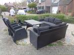 Set de salon ou de jardin noir Jutlandia 6 ou 8 personnes, Rotin, Salons de jardin, Chaise, Comme neuf