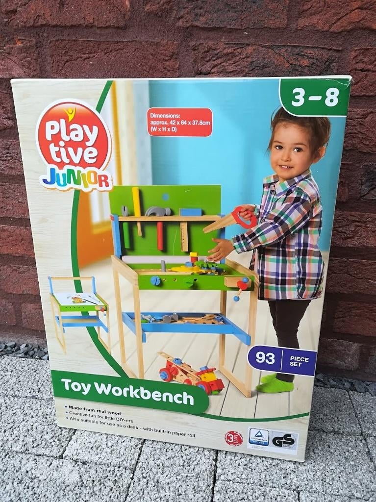 Playtive houten junior werkbank / bureau 92-delig, Ophalen of Verzenden, Zo goed als nieuw, Overige typen