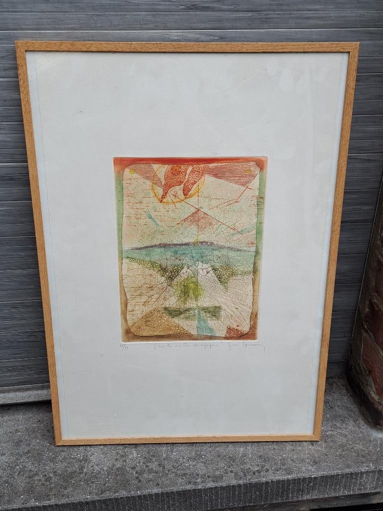 Gravure signe.rene carcan, Ophalen of Verzenden, Gravure