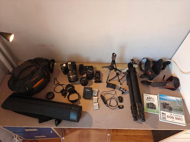 Canon EOS 500D + lenzen/ objectifs + accessoires (complet), TV, Hi-fi & Vidéo, Appareils photo numériques, Utilisé, Reflex miroir