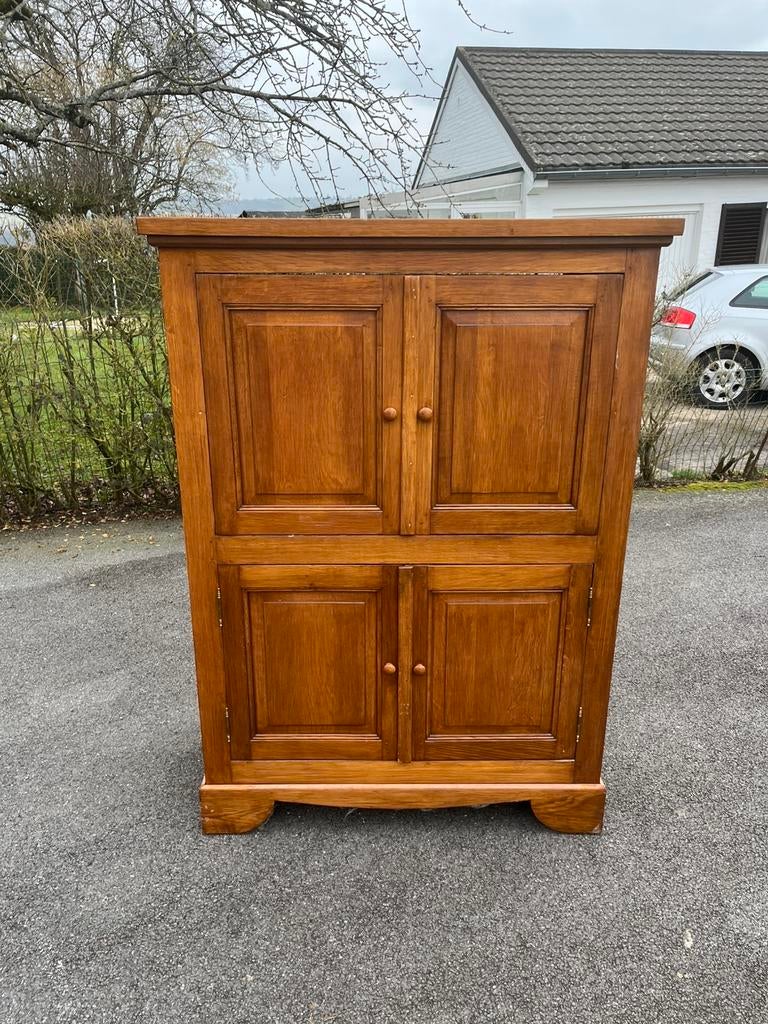 Meuble 4 portes en chêne, Comme neuf, 100 à 150 cm, Enlèvement, Chêne