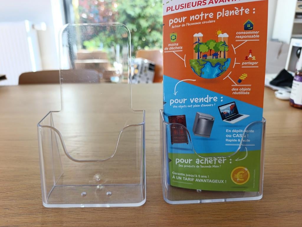 Doorzichtige plastic flyerdisplays — veel mogelijk, Doe-het-zelf en Bouw, Kratten en Dozen