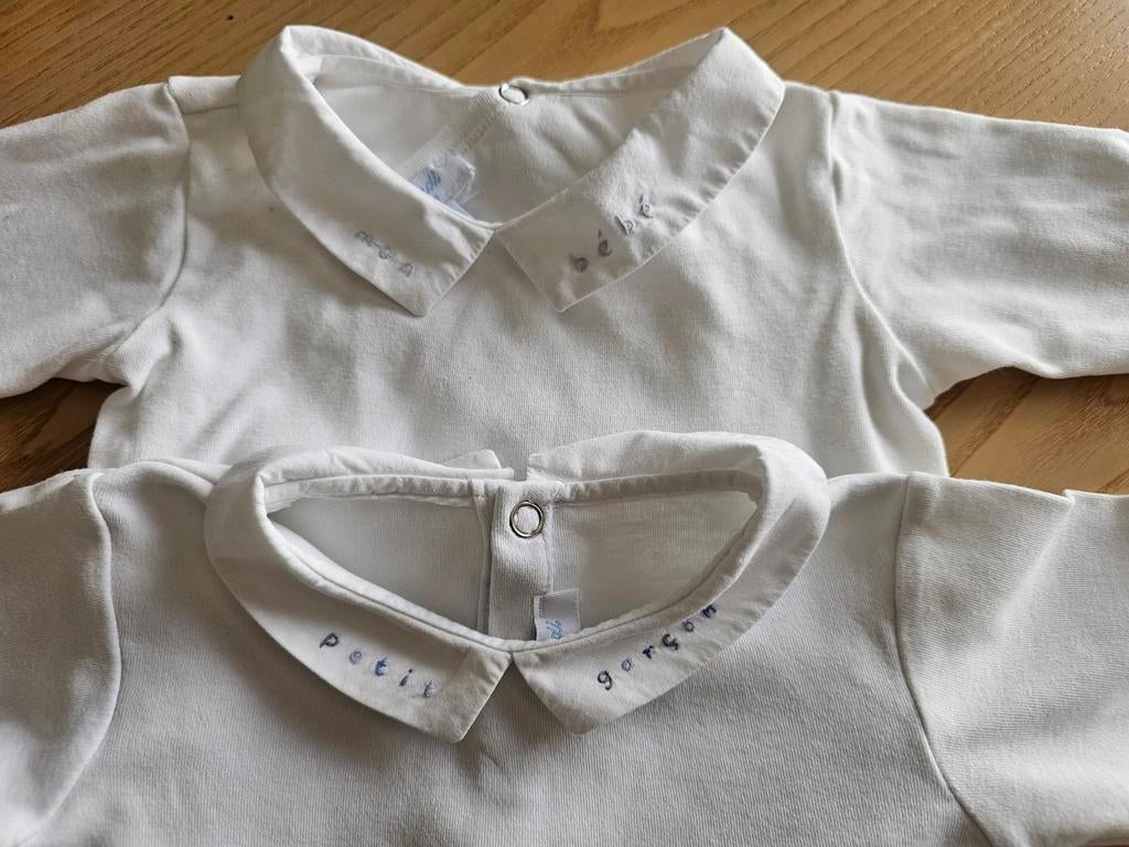 ZGAN 2 Supermooie klassieke bodytjes JACADI + broderie 12M, Verzenden, Zo goed als nieuw, JACADI