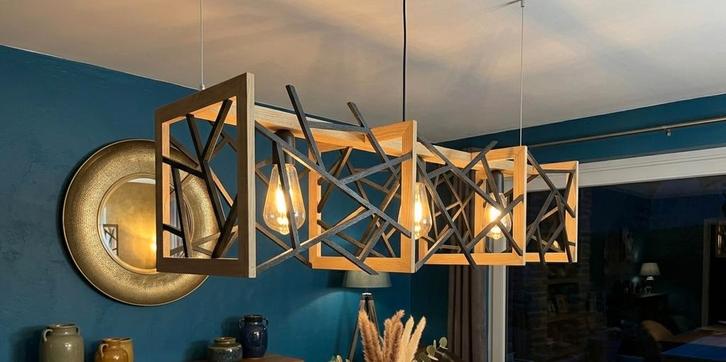 Suspension Design Géométrique en Chêne Massif Fait Main – 1, Maison & Meubles, Lampes | Suspensions, Neuf, Moins de 50 cm, Bois