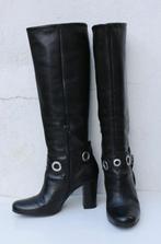 Splendides bottes noires en cuir hautes 38, Enlèvement ou Envoi, Comme neuf, Bottes hautes, Noir