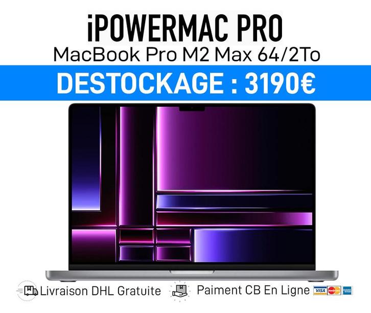 MacBook Pro 16" M2 MAX 64Go/2To SSD NEUF / APPLECARE+, Informatique & Logiciels, Apple Macbooks, Neuf, MacBook, 16 pouces, 3 à 4 Ghz