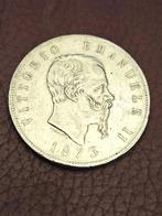 Zilver. 5 Lire munt Italië 1873. Vittorio Emannuele II, Enlèvement, Italie, Monnaie en vrac, Argent