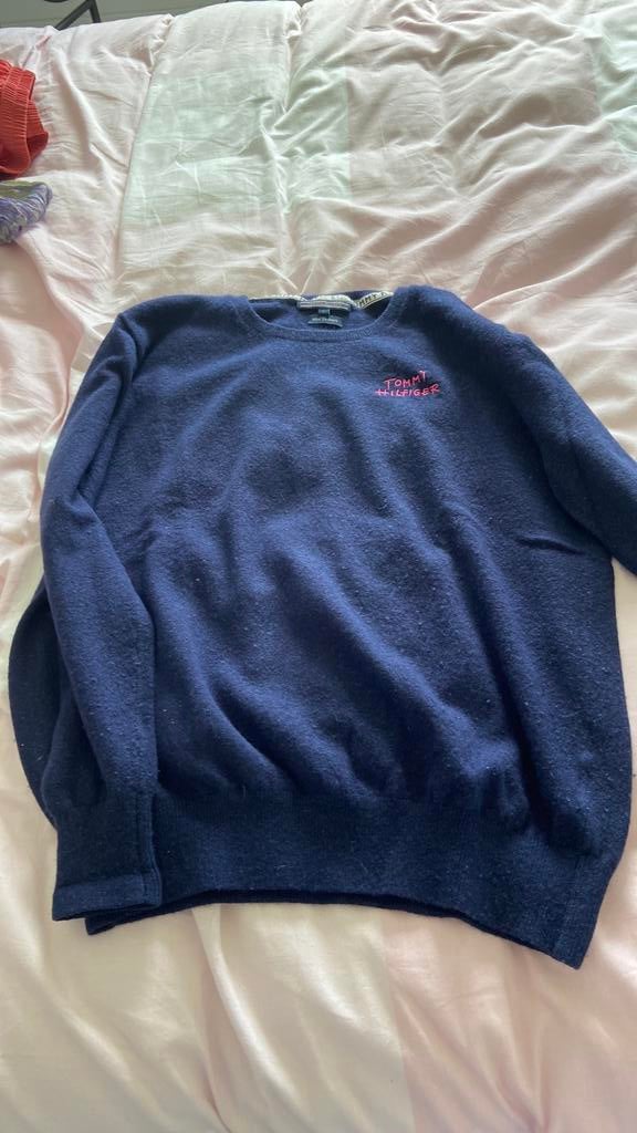 Donkerblauwe pull tommy hilfiger L, Ophalen of Verzenden, Zo goed als nieuw