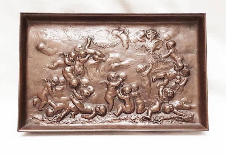 Satyre en bronze à putti de La Rue, 19e., Antiquités & Art, Art | Sculptures & Bois, Enlèvement ou Envoi