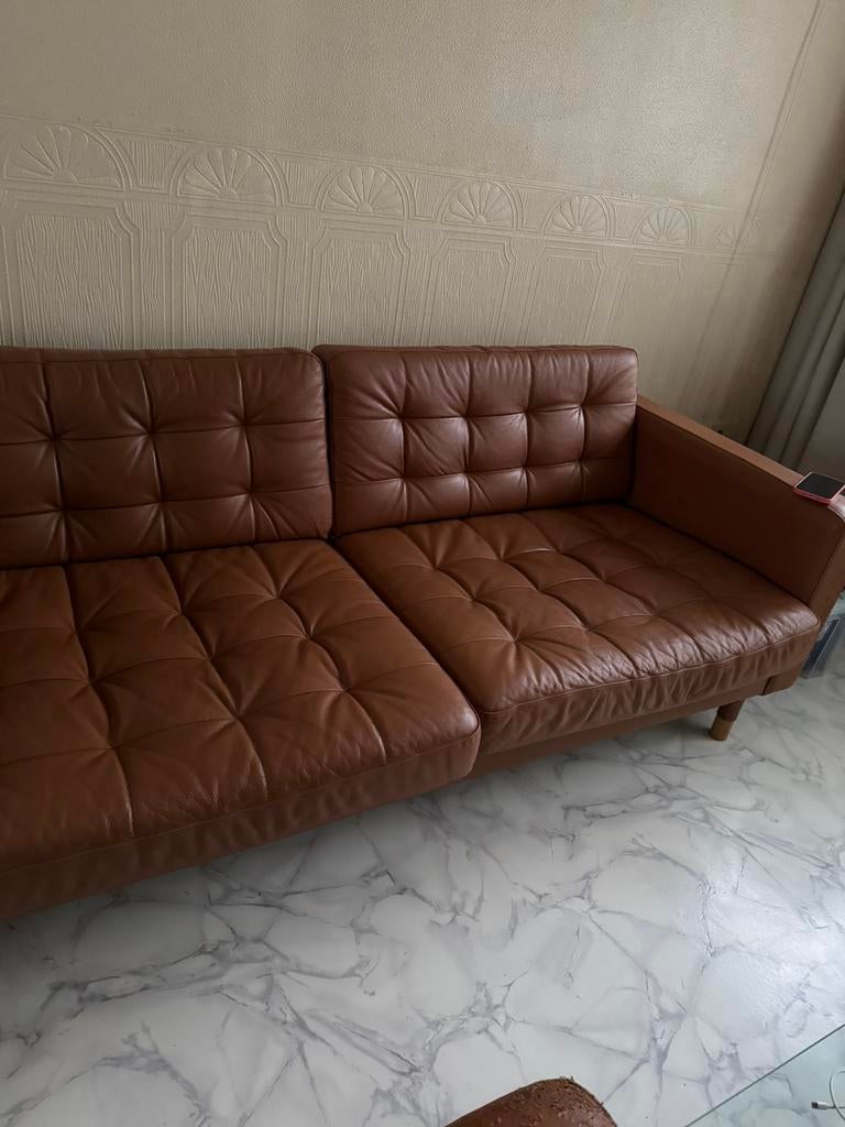 Tweepersoonszetel & grote poef, Ophalen, Gebruikt