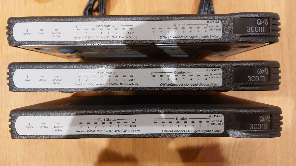 3x 3Com 3CDSG8 OfficeConnect Managed 8 Port Gigabit Switch, Computers en Software, Ophalen, Gebruikt